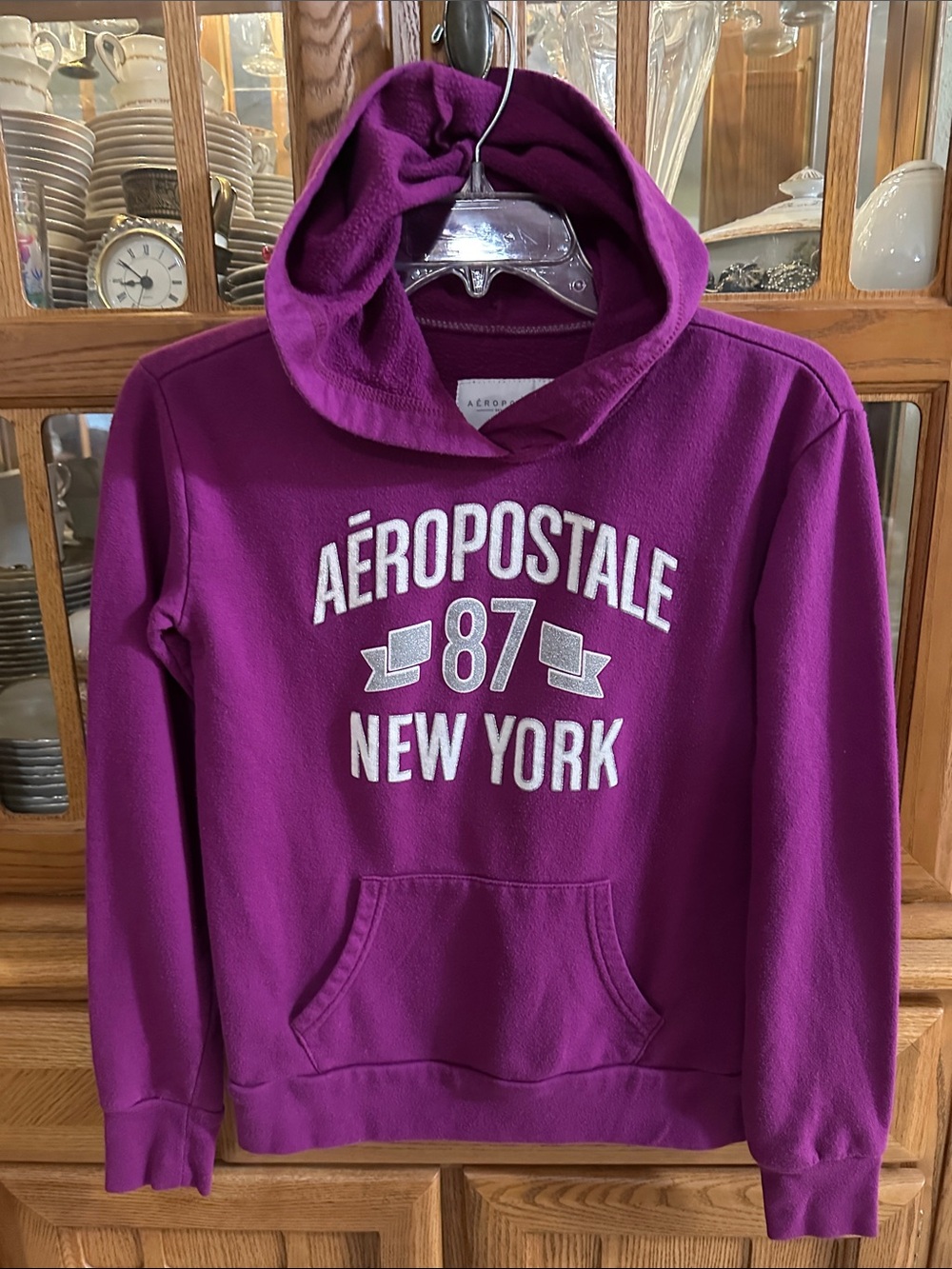 Aeropostale Purple Hooded Pullover with '87 New York' Logo